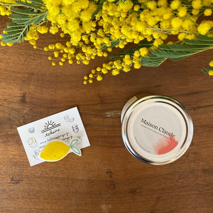 Toujours sur soi, broche citron (1 broche & 2 pots de confiture)